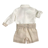Completo Elegante In Lino Con Bermuda Camicia E Papillon Neonato MIMILU' 588N
