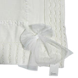 Coperta In Filo Di Cotone Con Traforature E Fiocco In Tulle Neonata GRANLEI 137