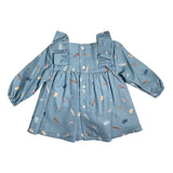 Abito Svasato Manica Lunga In Caldo Cotone Fantasia Stampata Neonata DEL SUR 5135