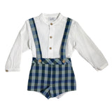 Completo Con Salopette A Quadri E Camicia Bambino YOEDU 1854