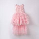 Abito Elegante Smanicato In Pizzo E Tulle Bambina SARABANDA B464