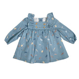 Abito Svasato Manica Lunga In Caldo Cotone Fantasia Stampata Neonata DEL SUR 5135