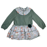 Abito Manica Lunga In Velluto E Fantasia Stampata Bambina DEL SUR 5190