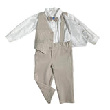 Completo Elegante Con Panciotto Beige Neonato NINNAOH I23COM228