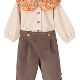 Samt-Outfit mit langen Hosen für Baby-Mädchen CALAMARO 17888