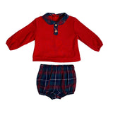 DEL SUR 1030 Warmes Culotte-Set aus schottischer Baumwolle für Neugeborene