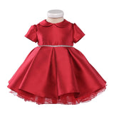 Elegantes Kleid mit halben Ärmeln aus rotem Mikado für Baby-Mädchen BIMBALO' 6825