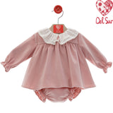 Abito Con Culotte In Velluto Neonata DEL SUR 2078