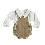 Completo In Caldo Cotone Con Salopette E Camicia Neonato RAHIGO 242109
