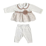 Tutina Spezzata In Cotone E Pizzo Neonata LA SARTORIA DEI PICCOLI LV010