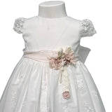 Abito Elegante Battesimale Mezza Manica In Tulle Ricamato Neonata MIMILU' 1391