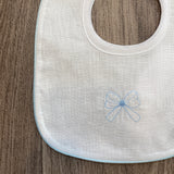 Bavetta In Lino Con Ricamo Fiocco Neonato/a LA SARTORIA DEI PICCOLI L1082