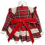 Elegantes, ausgestelltes Langarm-Schottenkleid für Baby-Mädchen LA AMAPOLA 0040