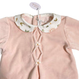 Rosa handbestickter Chenille-Einteiler für Babys TETO E TATTA TU5330