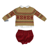 Completo Tre Pezzi Con Bermuda In Velluto Neonato YOEDU 0202