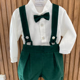 Completo Camicia e Bermuda Con Bretelle Elegante Neonato Ponto Por Ponto 6415