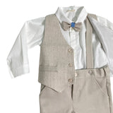 Completo Elegante Con Panciotto Beige Neonato NINNAOH I23COM228