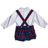 DEL SUR 1871 Baby-Jungenanzug mit Tartan-Latzhose und Hemd