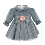 Abito Manica Lunga In Velluto Neonata BUFI B0542A