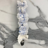 Elegant Light Blue Pacifier Case With White Lace Newborn PONTO POR PONTO 5786P