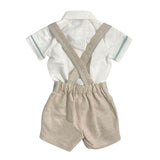 Completo Corto Elegante In Lino Con Bretrelle E Bermuda Bambino PONTO POR PONTO 6136