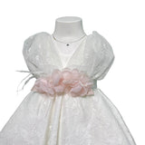 Abito Smanicato Elegante Battesimale In Pizzo Neonata ISABEL B16