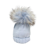 Cappello In Misto Lana Con Risvolto E Pom Pon In Volpe Bambino/a FURFANTE CT0523A