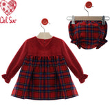Abito Svasato Con Culotte Scozzese Neonata DEL SUR 5136