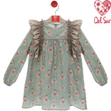 Abito Svasato In Caldo Cotone Stampato Bambina DEL SUR 5188