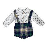 DEL SUR 1033 Anzug für Jungen mit Tartan-Latzhose und Hemd