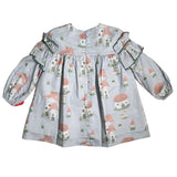 Abito Svasato Manica Lunga Fantasia Stampata Bambina DEL SUR 5184