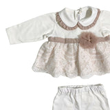Tutina Spezzata In Cotone E Pizzo Neonata LA SARTORIA DEI PICCOLI LV010