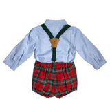 Completo Con Salopette Scozzese E Camicia Bambino YOEDU 1851