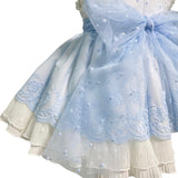 Abito Elegante Smanicato In Tulle Ricamato E Pizzo Celeste Bambina MIMOSA ARTEMISA