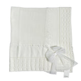 Coperta In Filo Di Cotone Con Traforature E Fiocco In Tulle Neonata GRANLEI 137