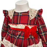 Elegantes, ausgestelltes Langarm-Schottenkleid für Baby-Mädchen LA AMAPOLA 0040