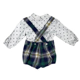 DEL SUR 1033 Anzug für Jungen mit Tartan-Latzhose und Hemd