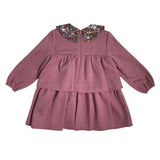 Abito Svasato Manica Lunga A Balze In Caldo Cotone Bambina DEL SUR 5189