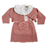 Completo Tre Pezzi In Filo Di Cotone Neonata BEBE' MARGO' B03250