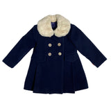 Cappotto Svasato Doppiopetto In Panno Con Collo In Ecopelliccia Bambina DEL SUR 4992