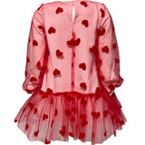 Abito Elegante Manica Lunga In Felpa E Tulle Con Cuori In Velluto Bambina DAGA 9521