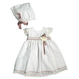 Elegantes Taufkleid aus cremefarbenem Tüll für Mädchen PONTO POR PONTO 5956