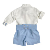 Completo Elegante In Lino Con Bermuda Camicia E Papillon Neonato MIMILU' 588N