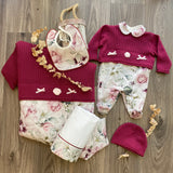 Set Corredino in Caldo cotone e Lana Floreale Neonata La sartoria dei piccoli