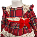 Elegantes, ausgestelltes Langarm-Schottenkleid für Baby-Mädchen LA AMAPOLA 0040