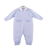 Einteiliger Spielanzug aus 100 % Wolle mit Schleifen, hellblau BIMBALO' 6805