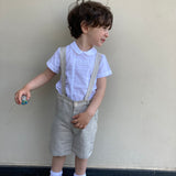 Completo Con Salopette E Camicia In Misto Lino Neonato A&J A&J205