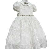 Abito Elegante Battesimale Lungo In Pizzo Neonata ISABEL B246