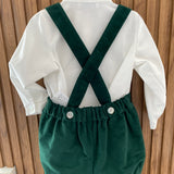 Completo Camicia e Bermuda Con Bretelle Elegante Neonato Ponto Por Ponto 6415