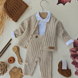 Completo In Lana E Cashmire Con Salopette e Cardigan Neonato/a WEDOBLE I2307322B